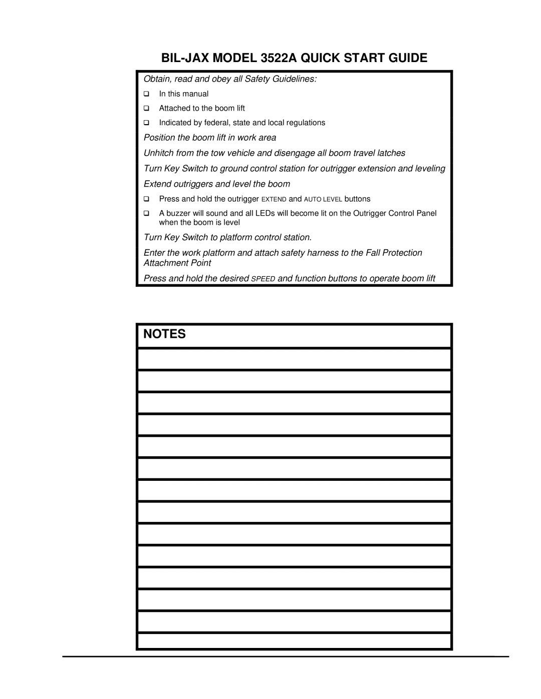 Summit 3522a manual BIL-JAX Model 3522A Quick Start Guide 