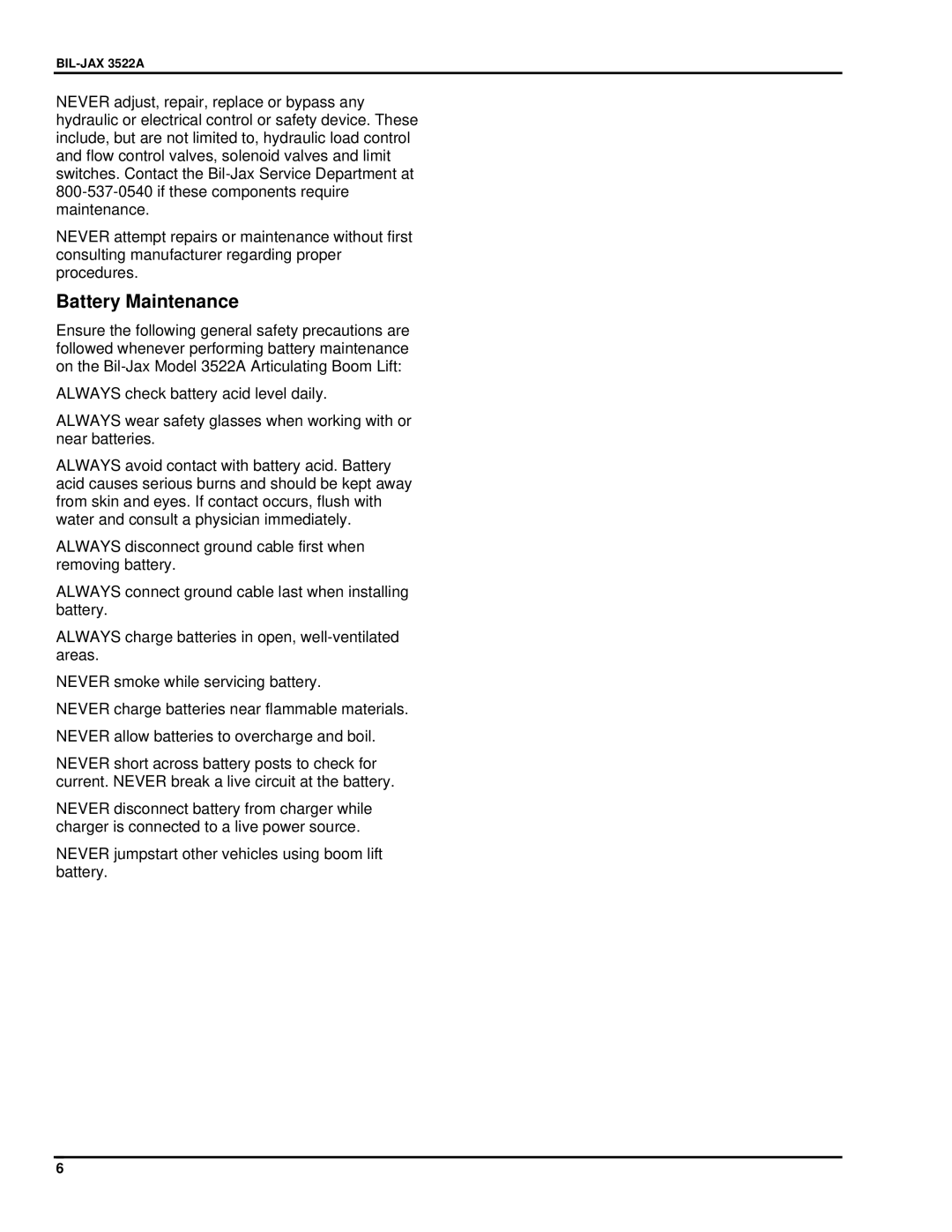 Summit 3522a manual Battery Maintenance 