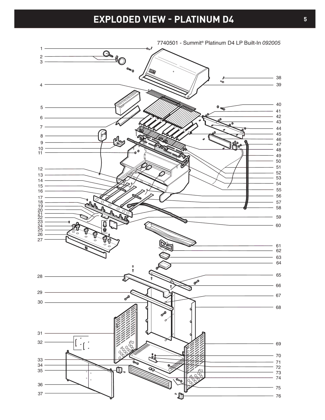 Summit 42369 dimensions Exploded View Platinum D4 