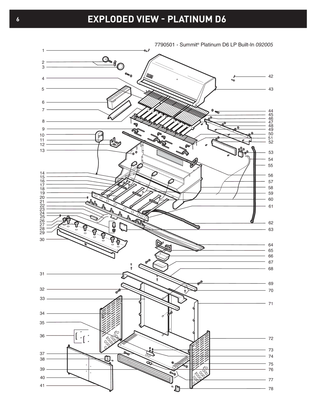 Summit 42369 dimensions Exploded View Platinum D6 