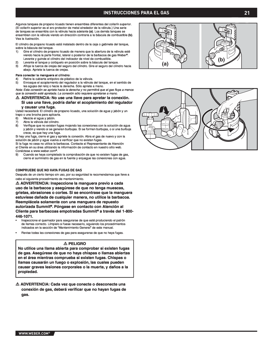 Summit 43176 manual Instrucciones Para El Gas, Peligro 