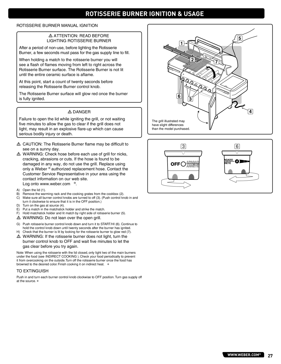 Summit 56209 manual Rotisserie Burner Manual Ignition 