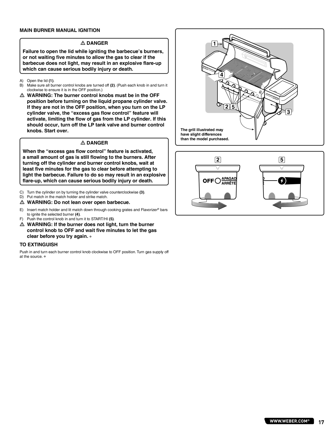 Summit 56214 manual Main Burner Manual Ignition 