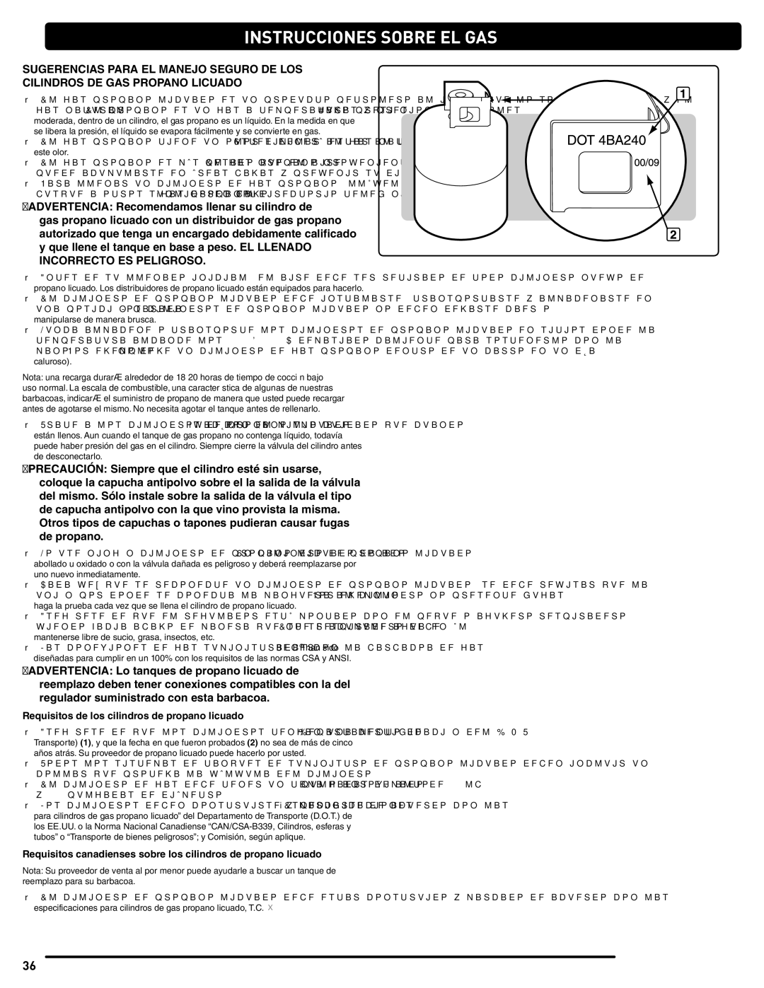 Summit 56214 manual Instrucciones Sobre EL GAS, Requisitos de los cilindros de propano licuado 