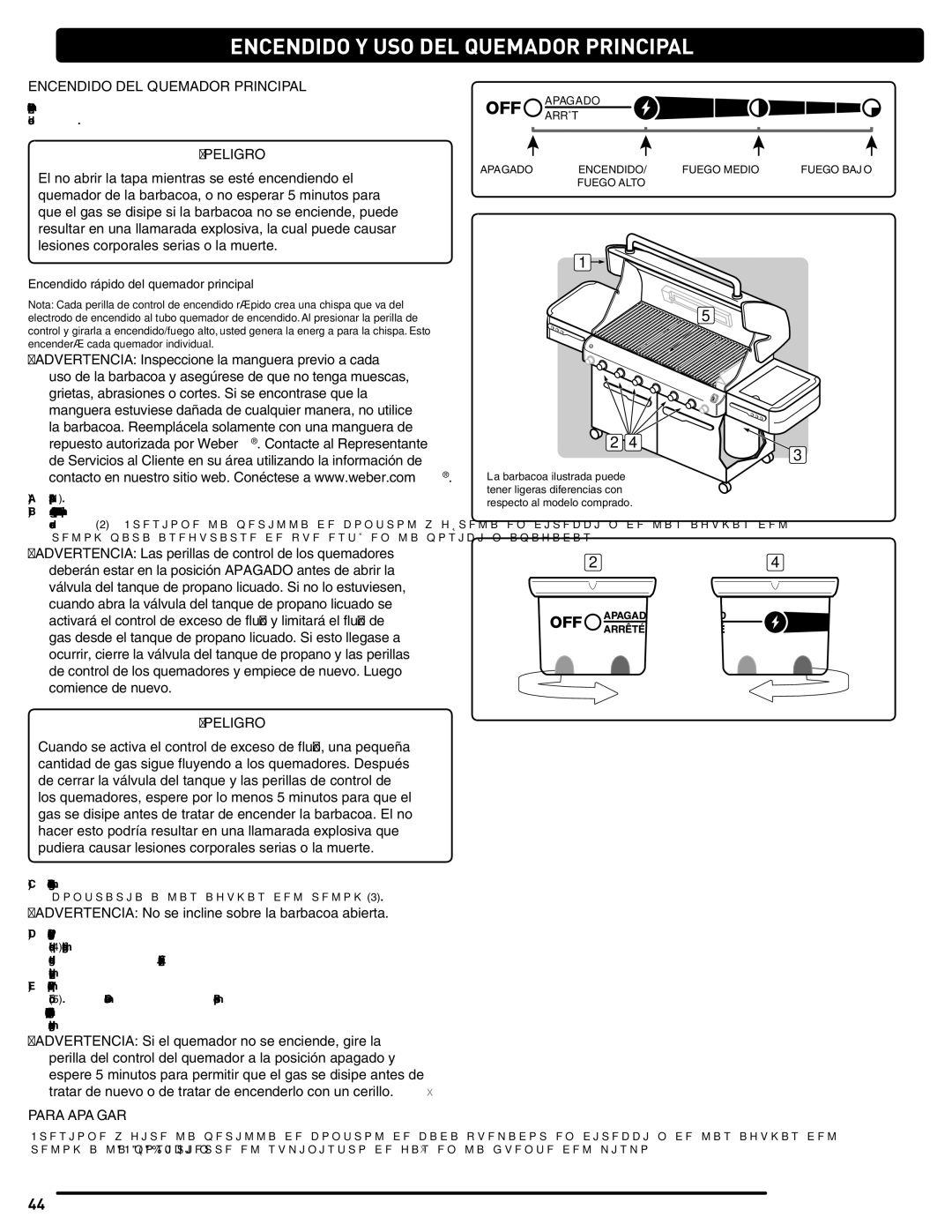 Summit 56214 manual Encendido Y USO DEL Quemador Principal, Encendido DEL Quemador Principal, Para Apagar 