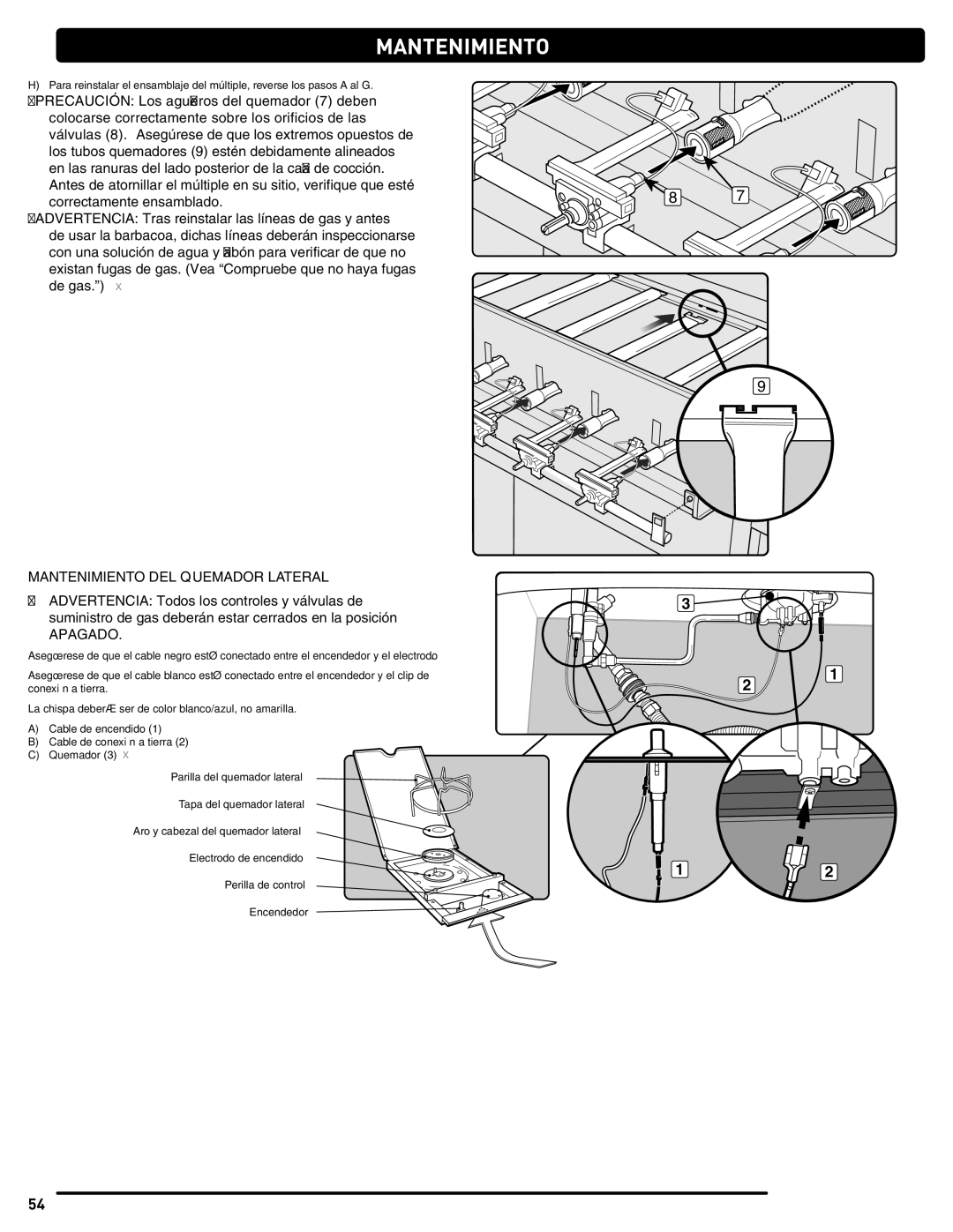 Summit 56214 manual Mantenimiento DEL Quemador Lateral, Apagado 