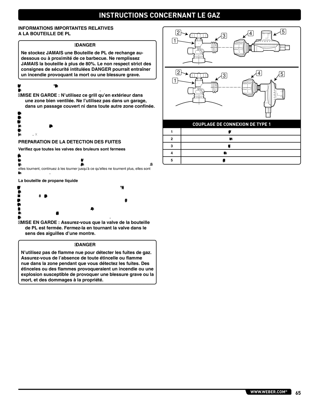 Summit 56214 manual Informations Importantes Relatives LA Bouteille DE PL, Preparation DE LA Detection DES Fuites 