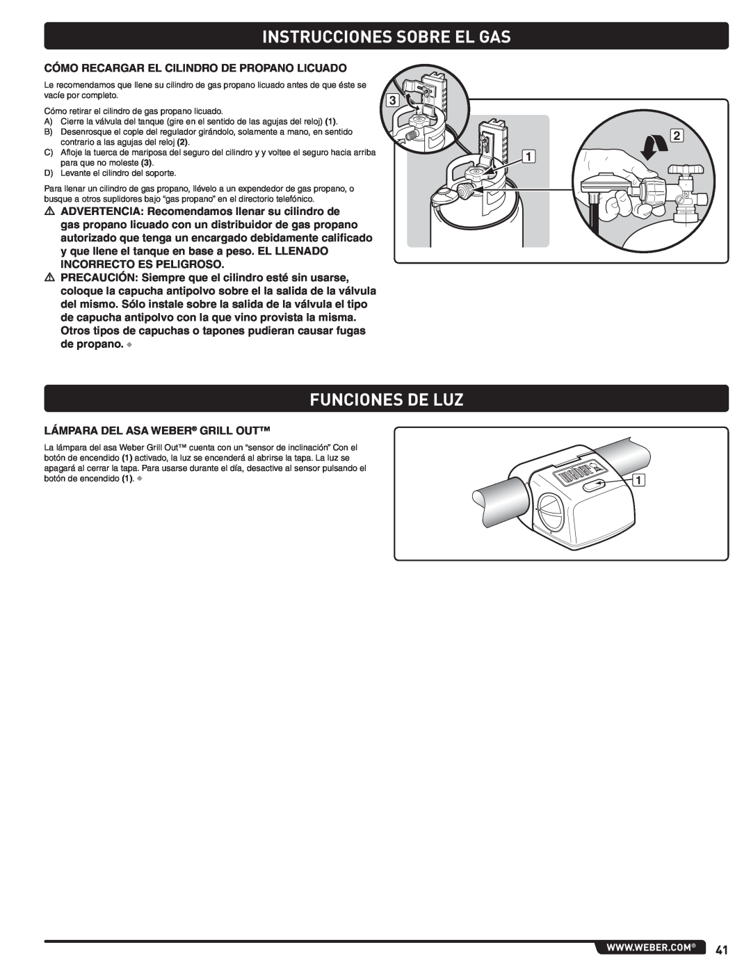 Summit 56214 manual Funciones De Luz, Instrucciones Sobre El Gas 