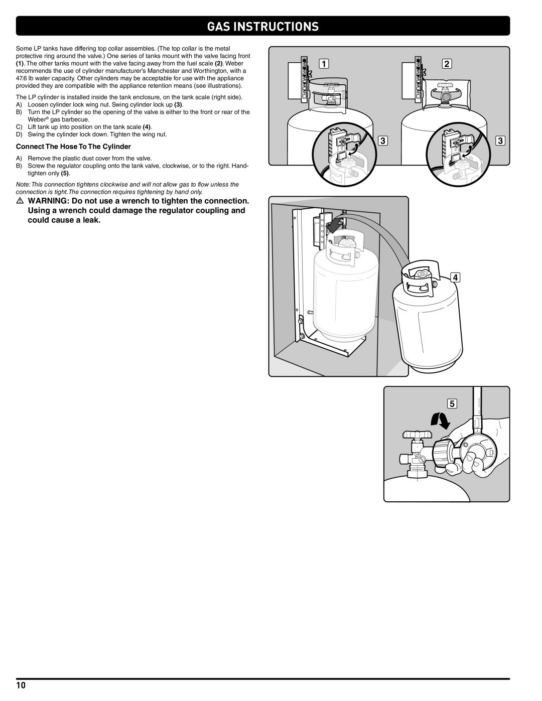 Summit 56575 manual Connect The Hose To The Cylinder 