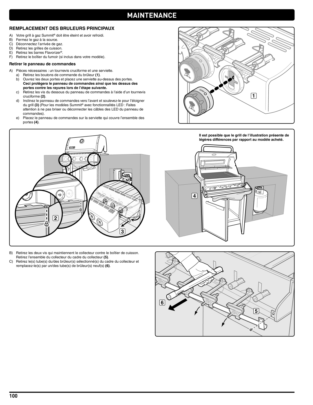 Summit 56575 manual Remplacement DES Bruleurs Principaux, Retirer le panneau de commandes 