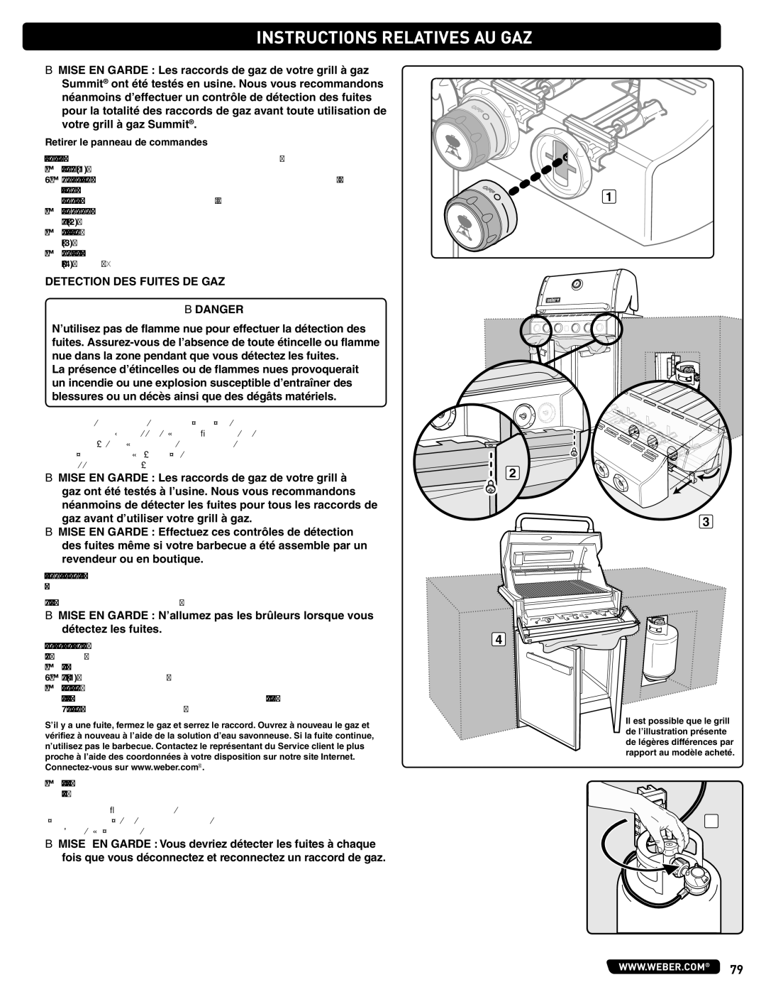 Summit 56575 manual Detection DES Fuites DE GAZ, Retirer le panneau de commandes 