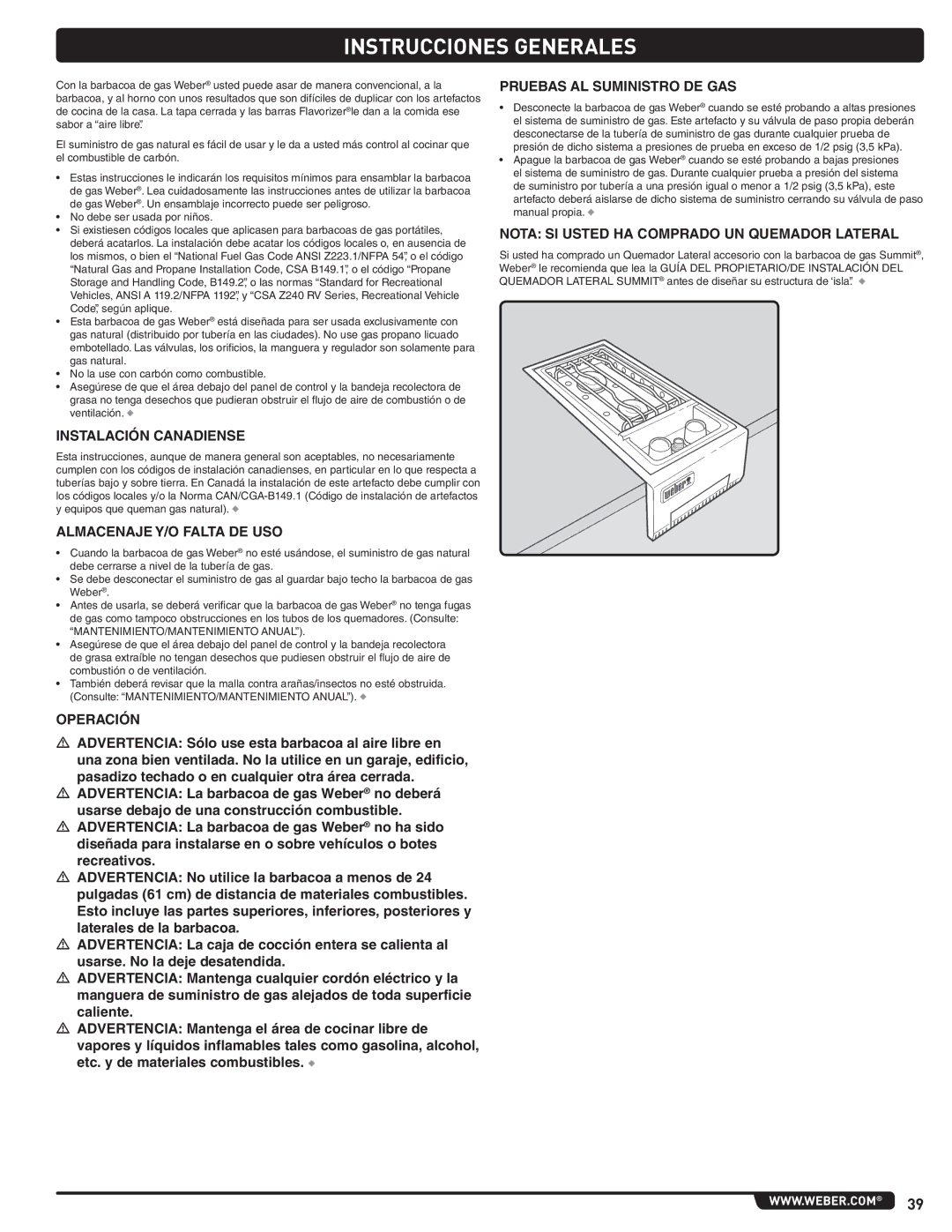 Summit 56580 manual Instrucciones Generales 