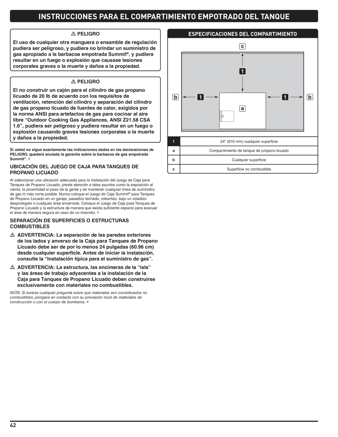 Summit 660-LP, 460-LP manual Ubicación DEL Juego DE Caja Para Tanques DE Propano Licuado 