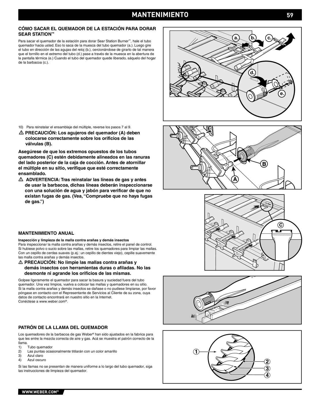 Summit 89190 manual MANTENIMIENTO59, Mantenimiento Anual, Patrón DE LA Llama DEL Quemador 