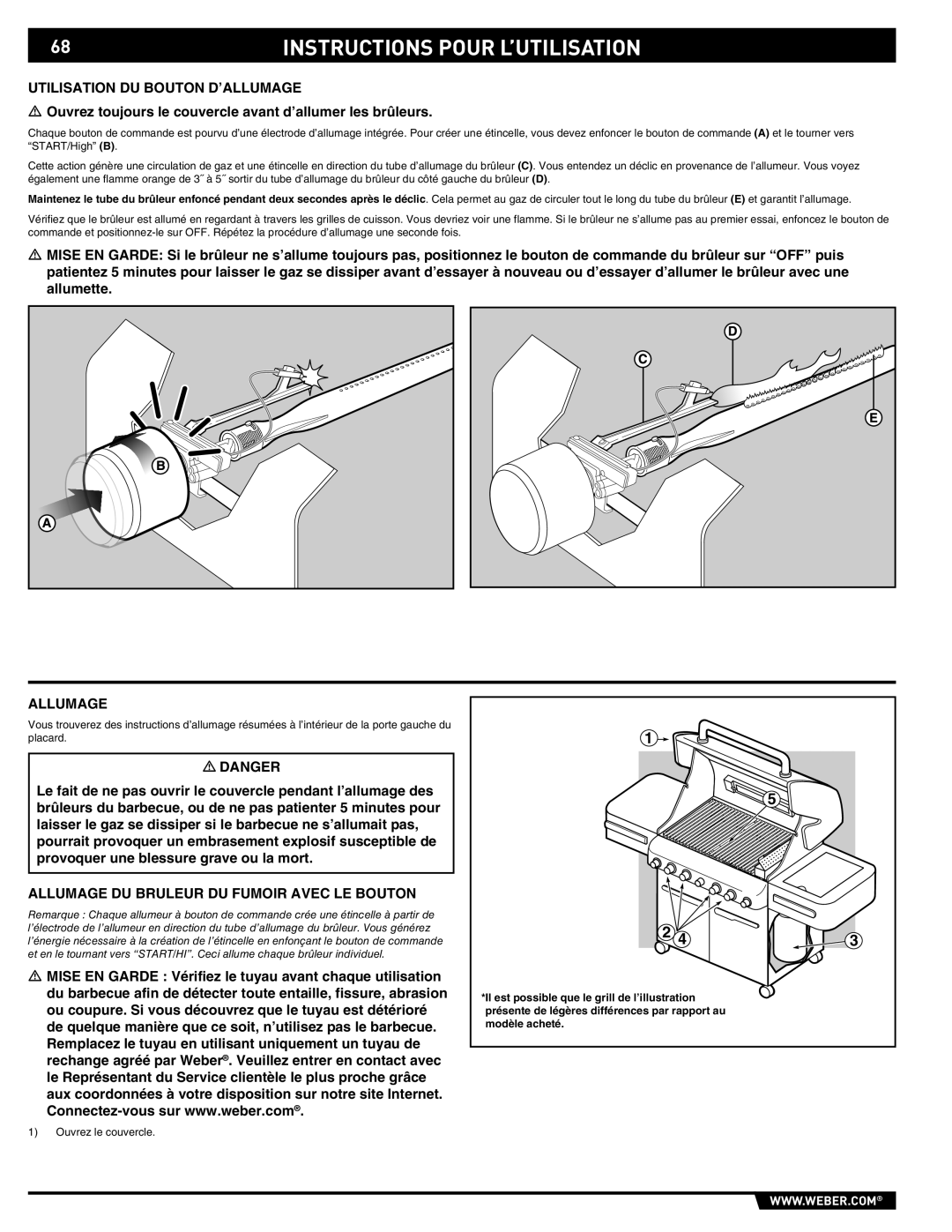 Summit 89190 manual Instructions Pour L’UTILISATION, Utilisation DU Bouton D’ALLUMAGE, Allumage 