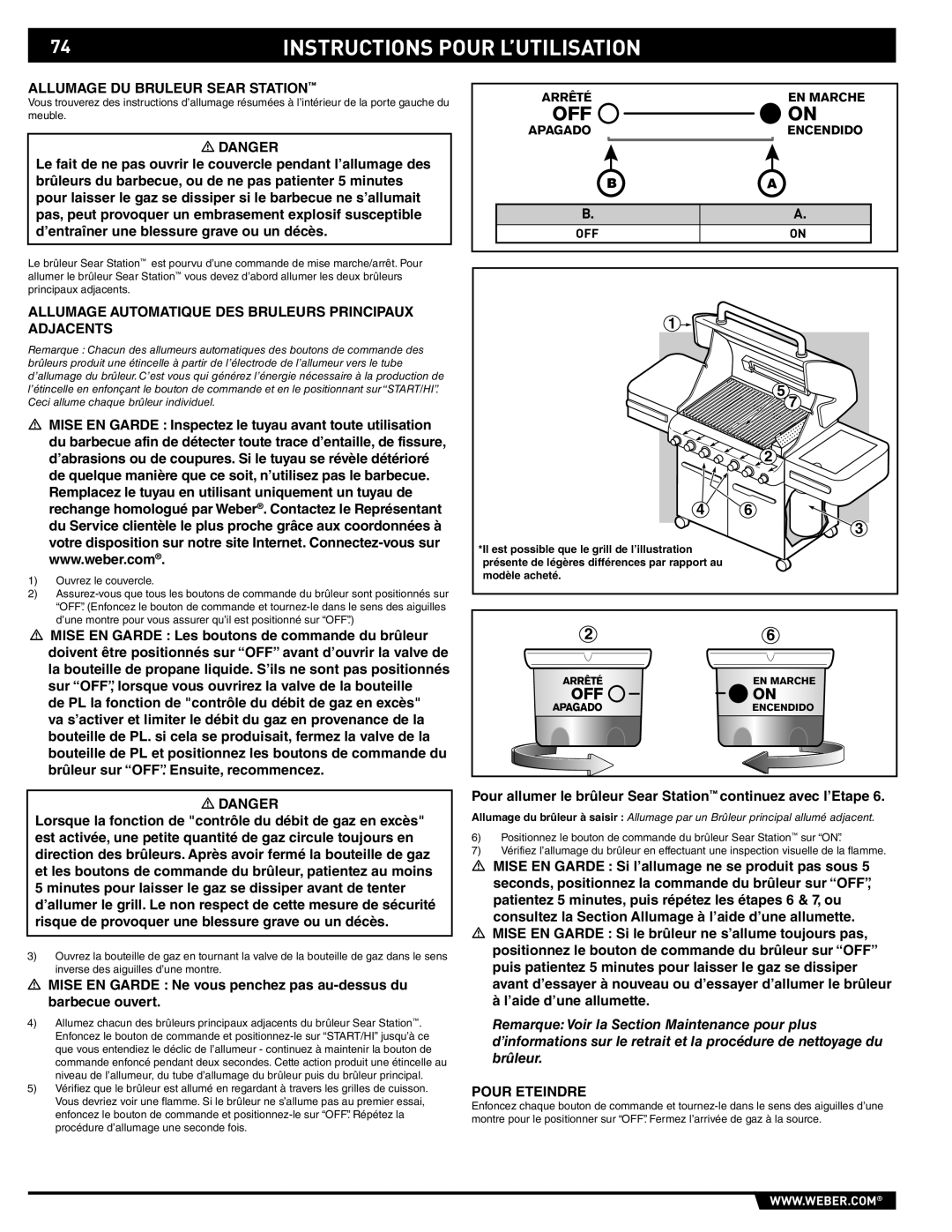 Summit 89190 manual Allumage DU Bruleur Sear Station, Allumage Automatique DES Bruleurs Principaux Adjacents 