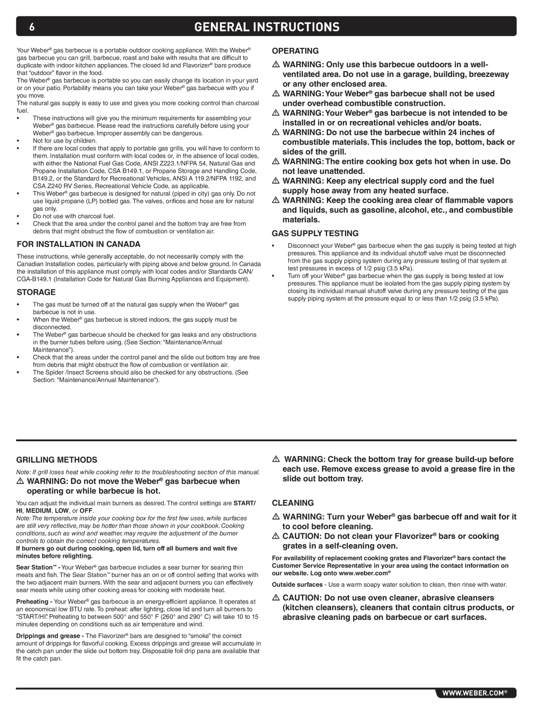 Summit 89208 manual General Instructions, GAS Supply Testing 