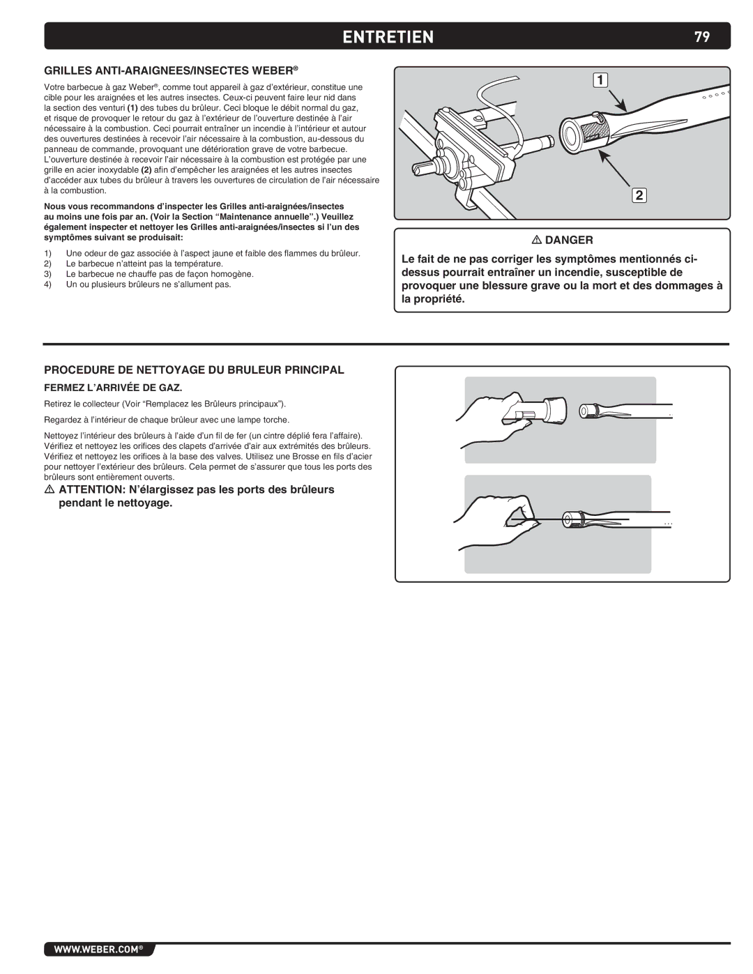 Summit 89208 manual Entretien, Procedure DE Nettoyage DU Bruleur Principal 