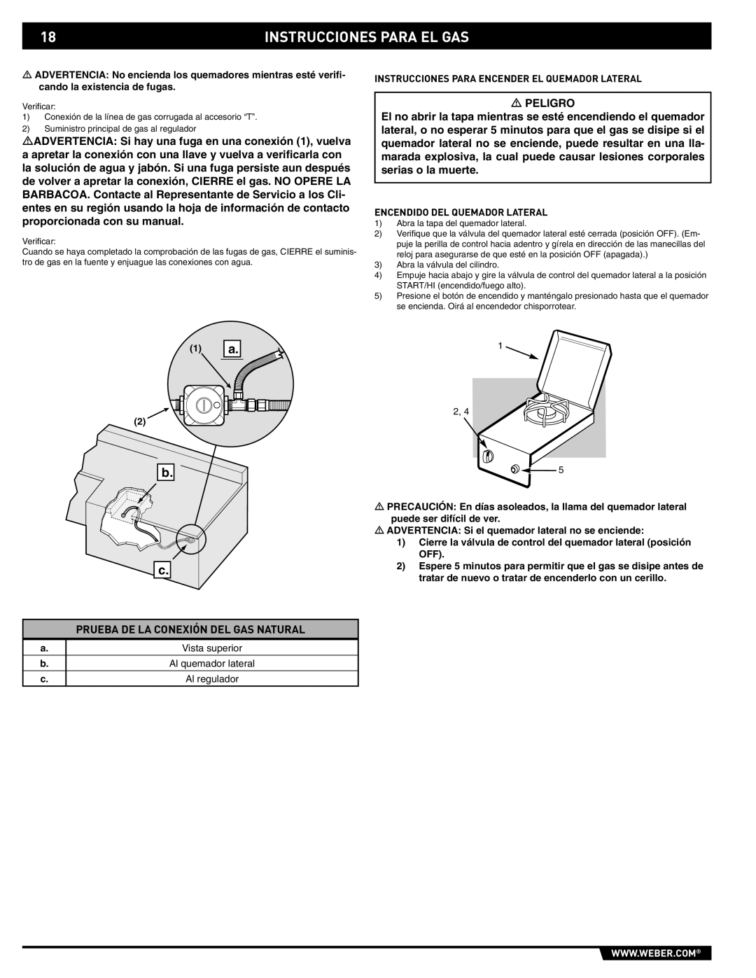 Summit 89795 manual Instrucciones Para Encender EL Quemador Lateral, Encendido DEL Quemador Lateral 