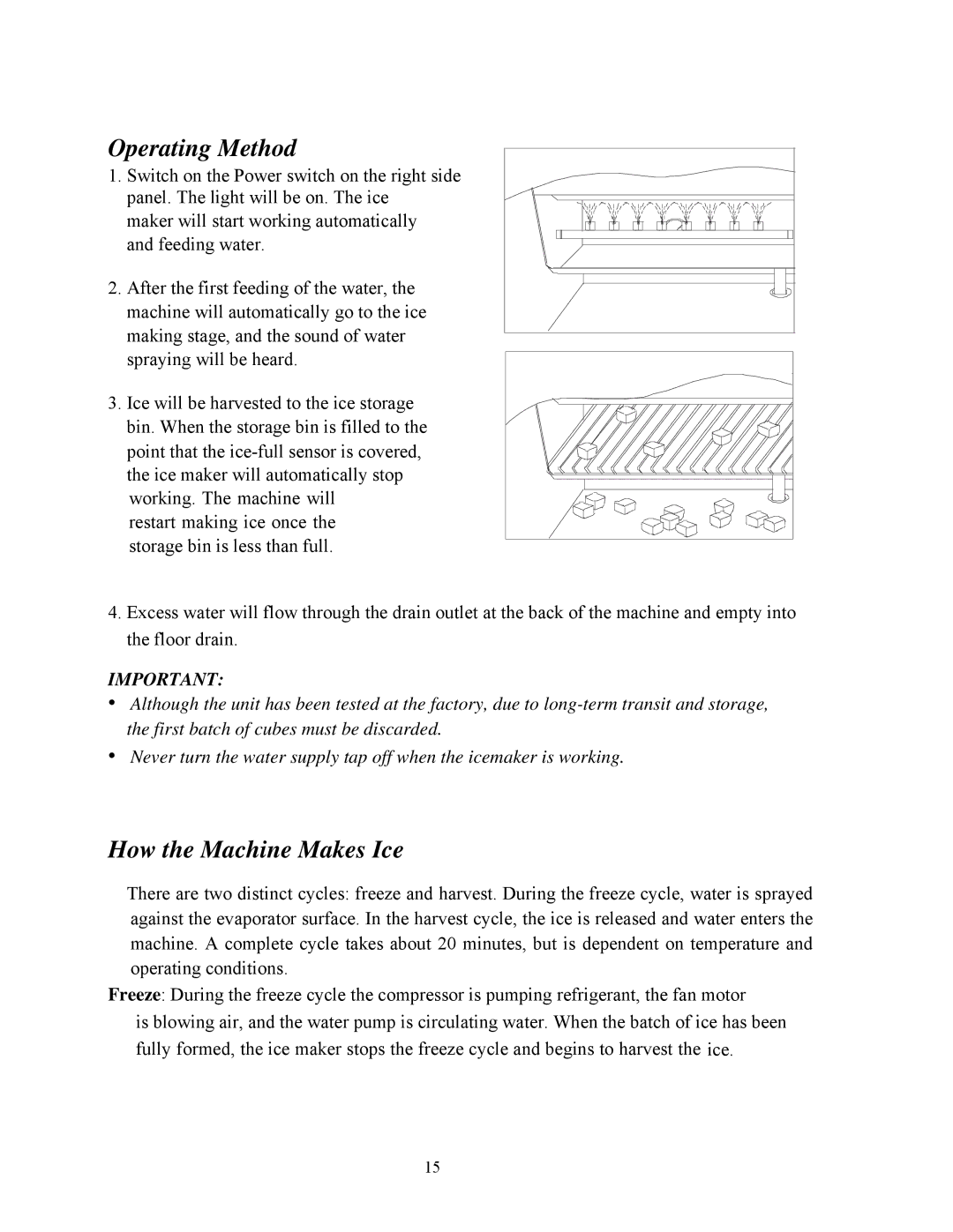 Summit BIM70 user manual Operating Method, How the Machine Makes Ice 