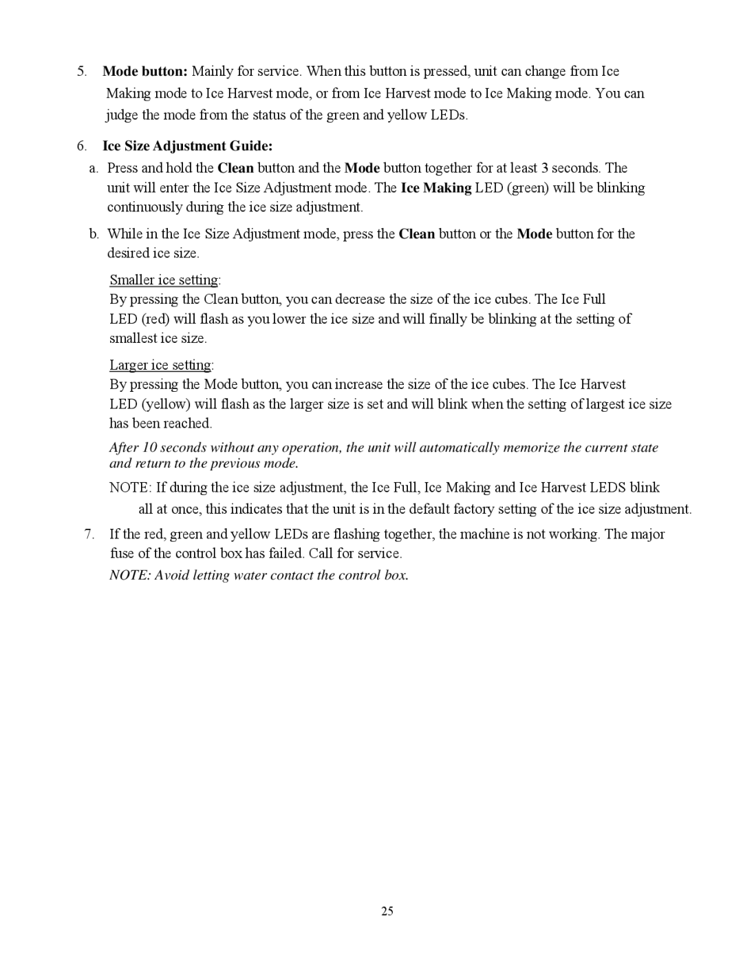 Summit BIM70 user manual Ice Size Adjustment Guide 