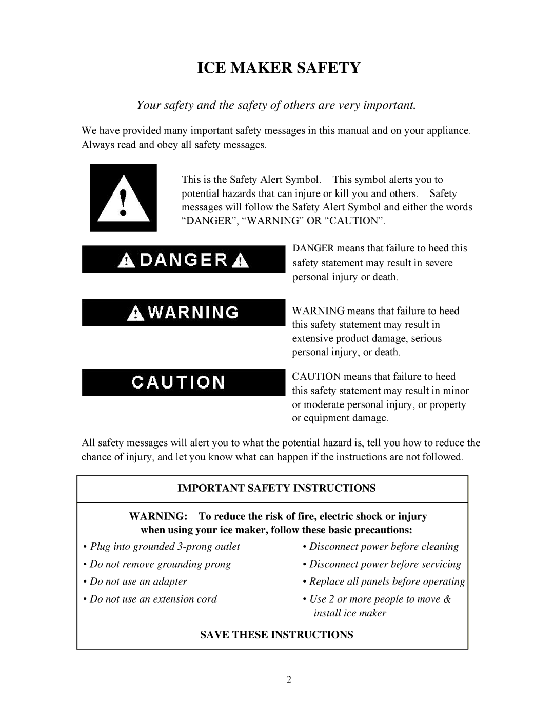 Summit BIM70 user manual ICE Maker Safety, Your safety and the safety of others are very important 