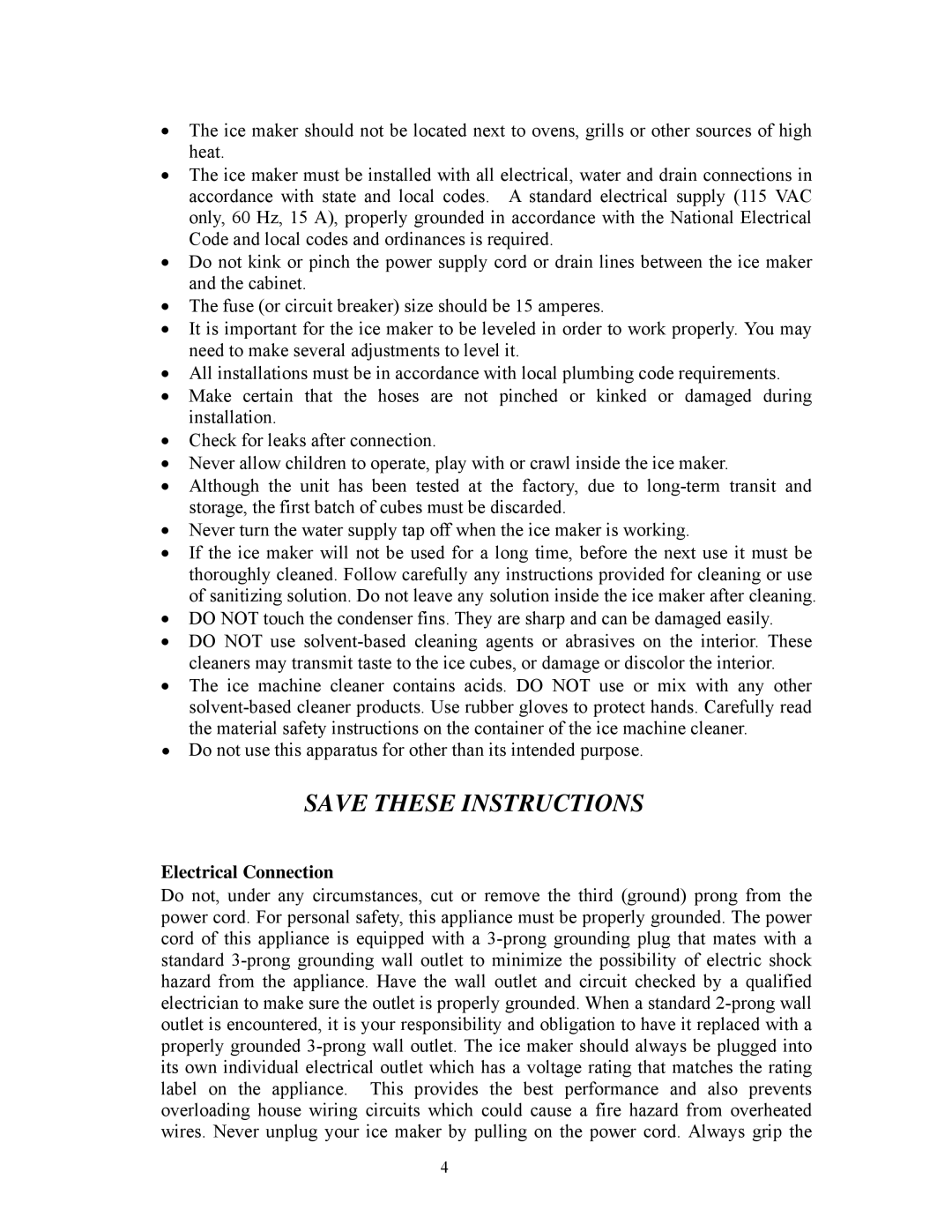 Summit BIM70 user manual Electrical Connection 