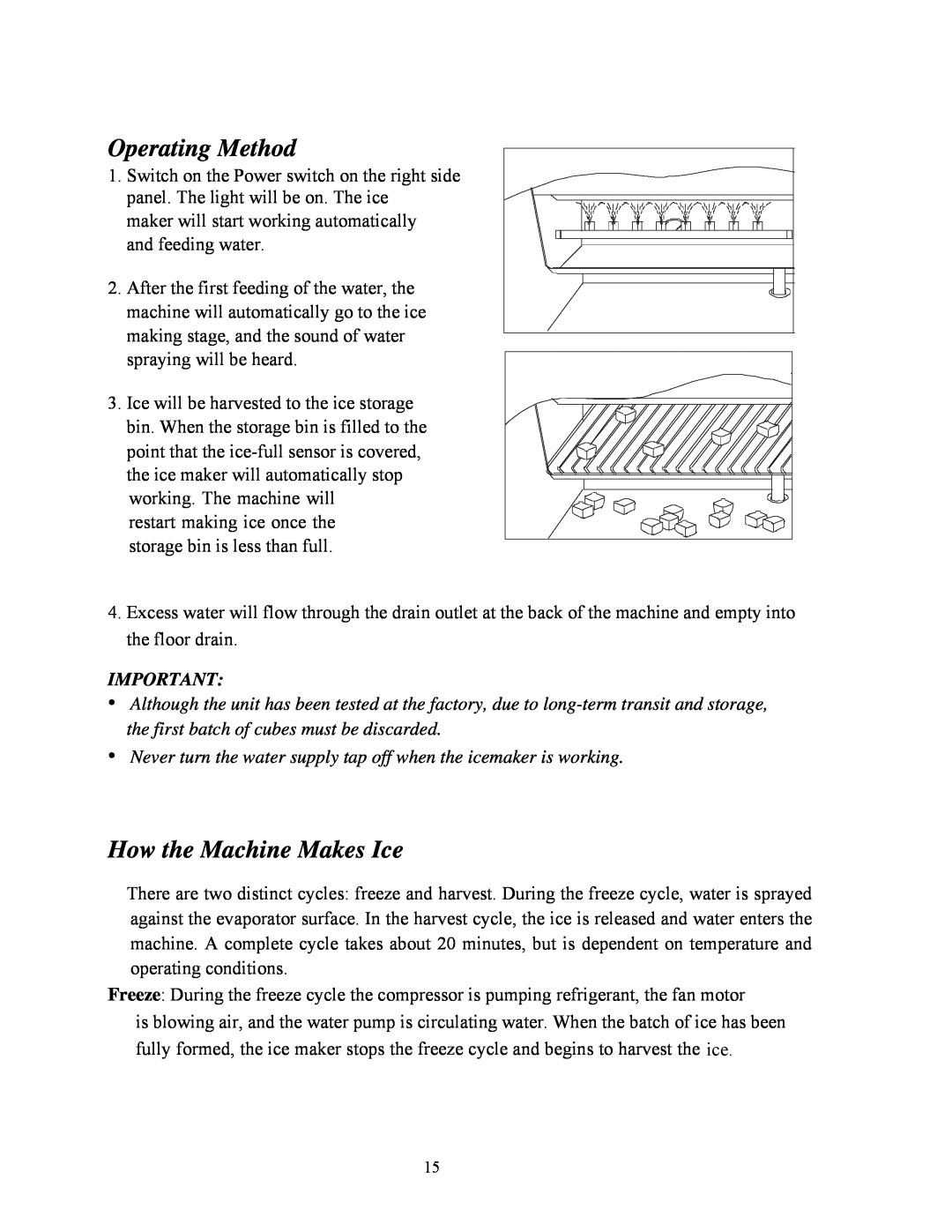 Summit BIM70 user manual Operating Method, How the Machine Makes Ice 