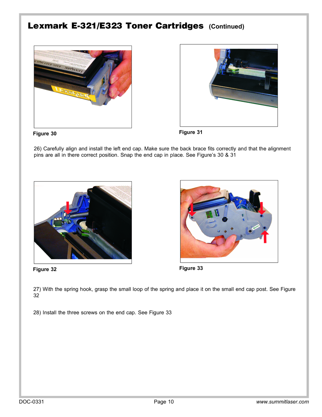 Summit service manual Lexmark E-321/E323 Toner Cartridges 