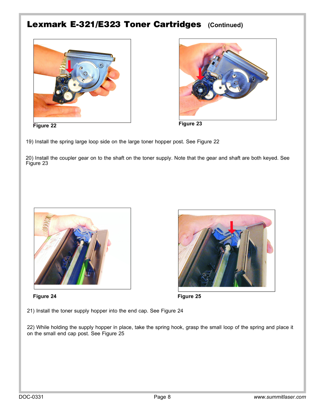 Summit service manual Lexmark E-321/E323 Toner Cartridges 