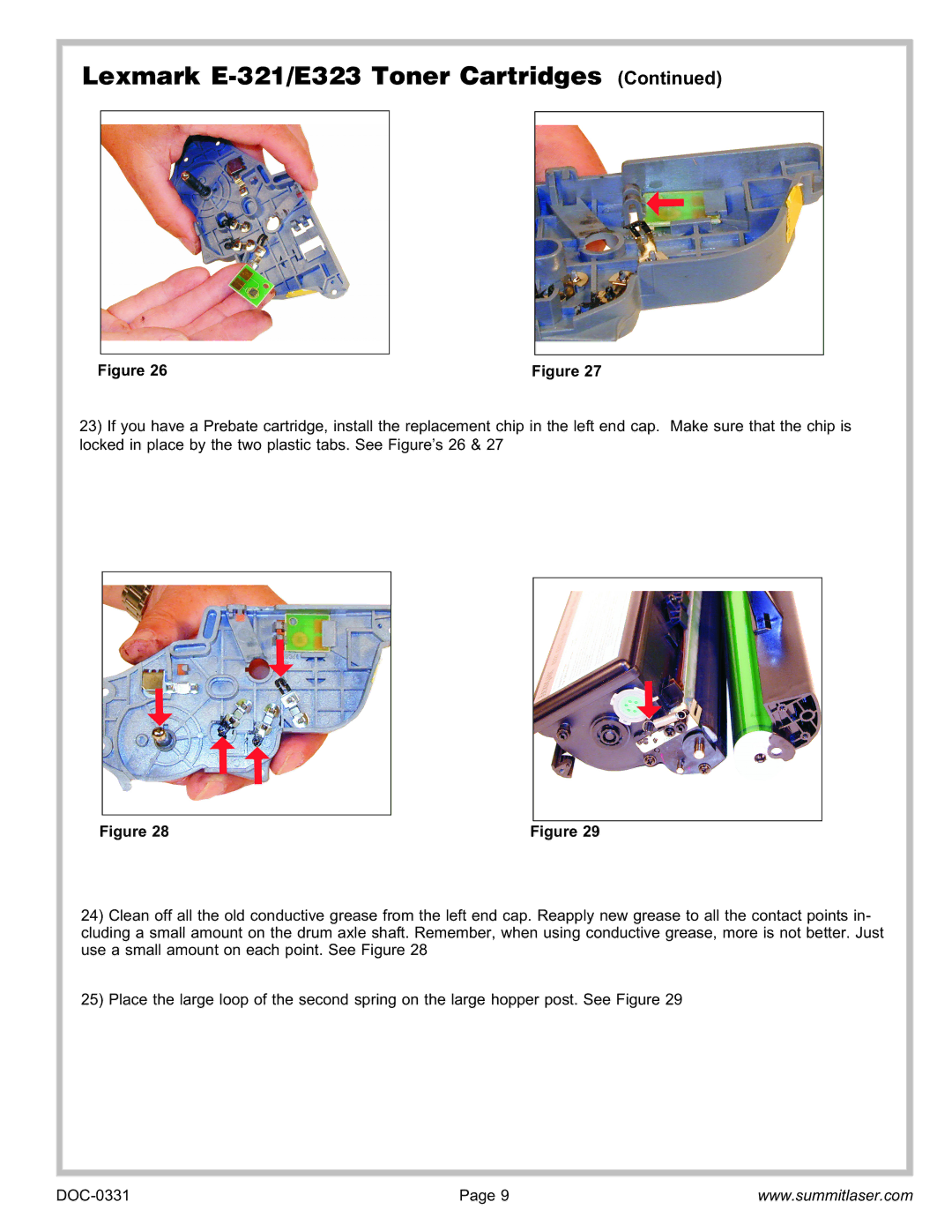 Summit service manual Lexmark E-321/E323 Toner Cartridges 