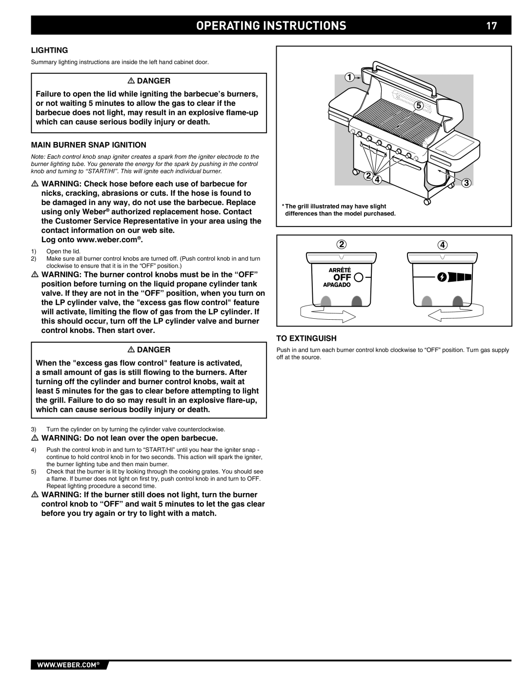 Summit E/S-620/650 manual Lighting, Main Burner Snap Ignition, To Extinguish 