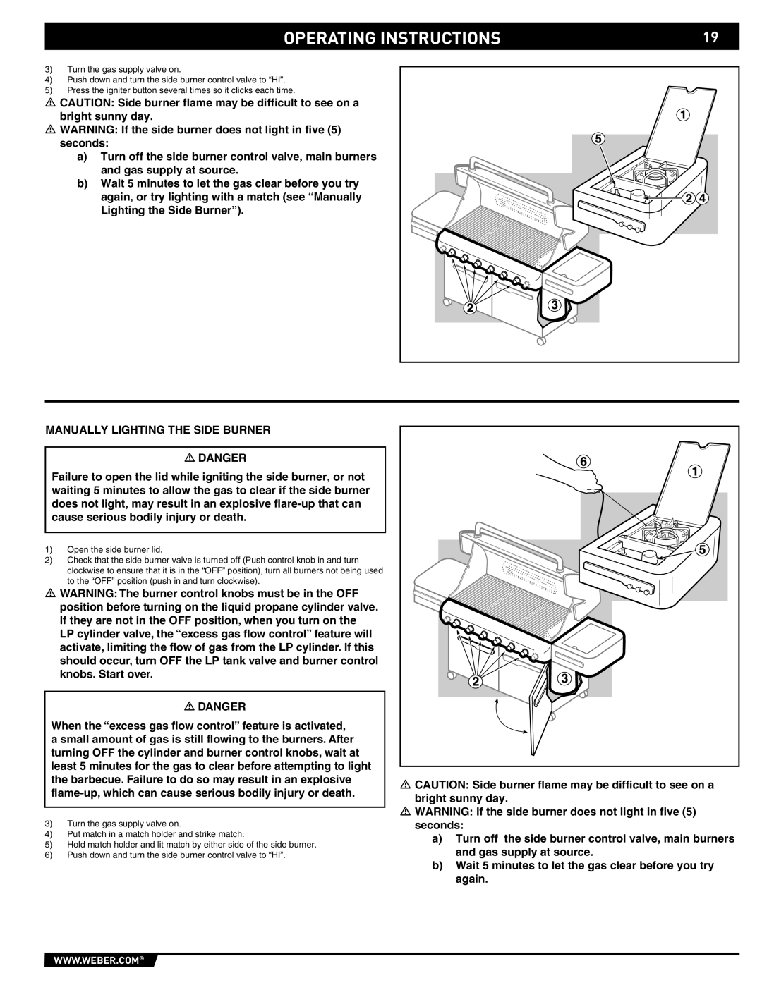 Summit E/S-620/650 manual Manually Lighting the Side Burner 