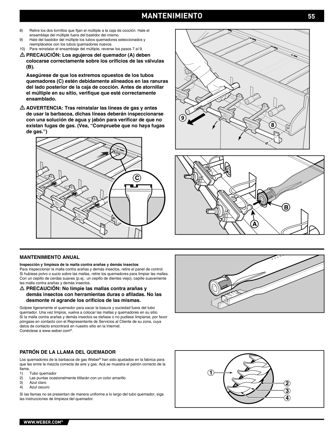 Summit E/S-620/650 manual Mantenimiento Anual, Patrón DE LA Llama DEL Quemador 