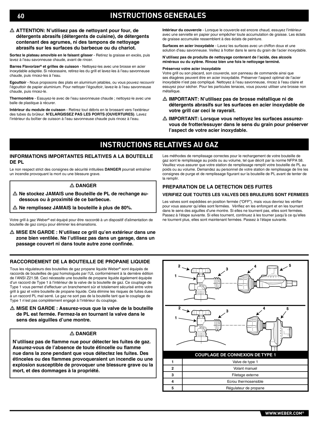 Summit E/S-620/650 manual Instructions Relatives AU GAZ, Informations Importantes Relatives a LA Bouteille DE PL 