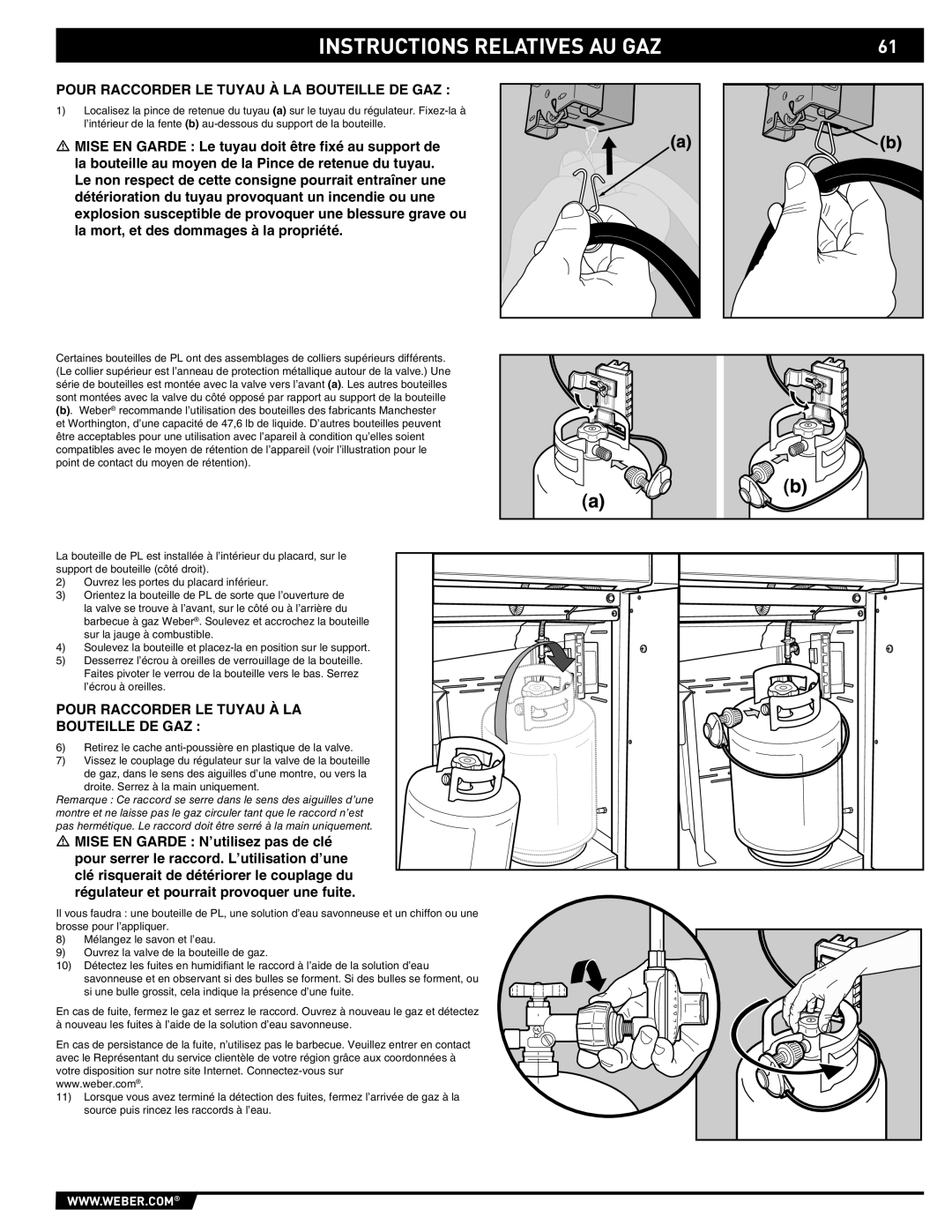 Summit E/S-620/650 manual Pour Raccorder LE Tuyau À LA Bouteille DE GAZ 