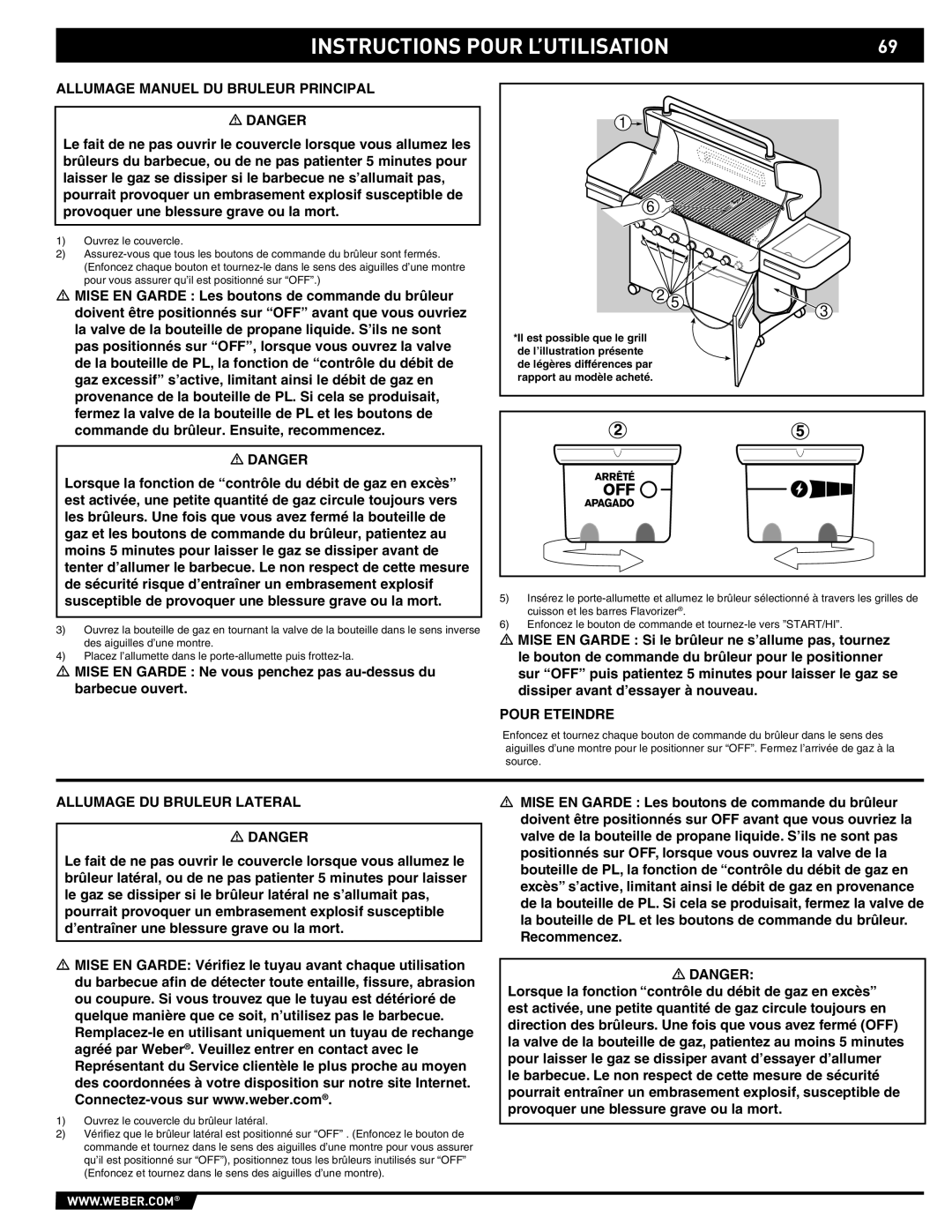 Summit E/S-620/650 manual Allumage Manuel DU Bruleur Principal, Allumage DU Bruleur Lateral 