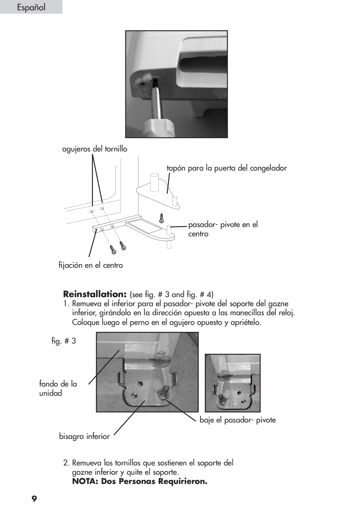 Summit FF-1074W, FF-874W, FF-1274W user manual Nota Dos Personas Requirieron 