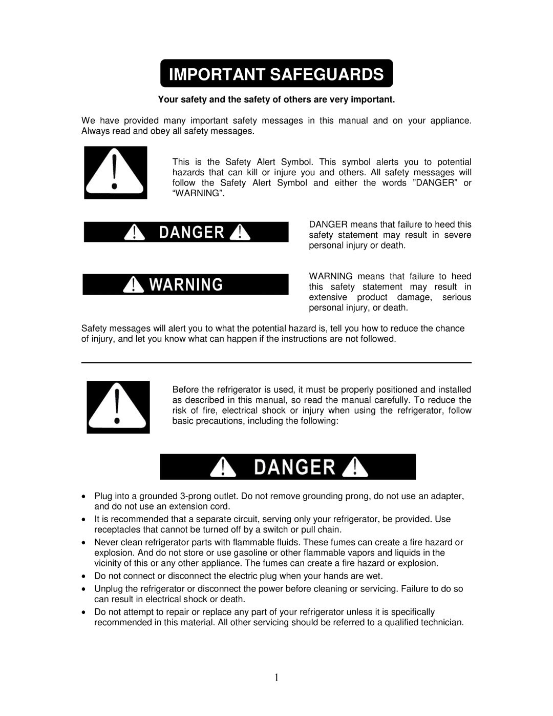 Summit FF1152SS owner manual Important Safeguards 