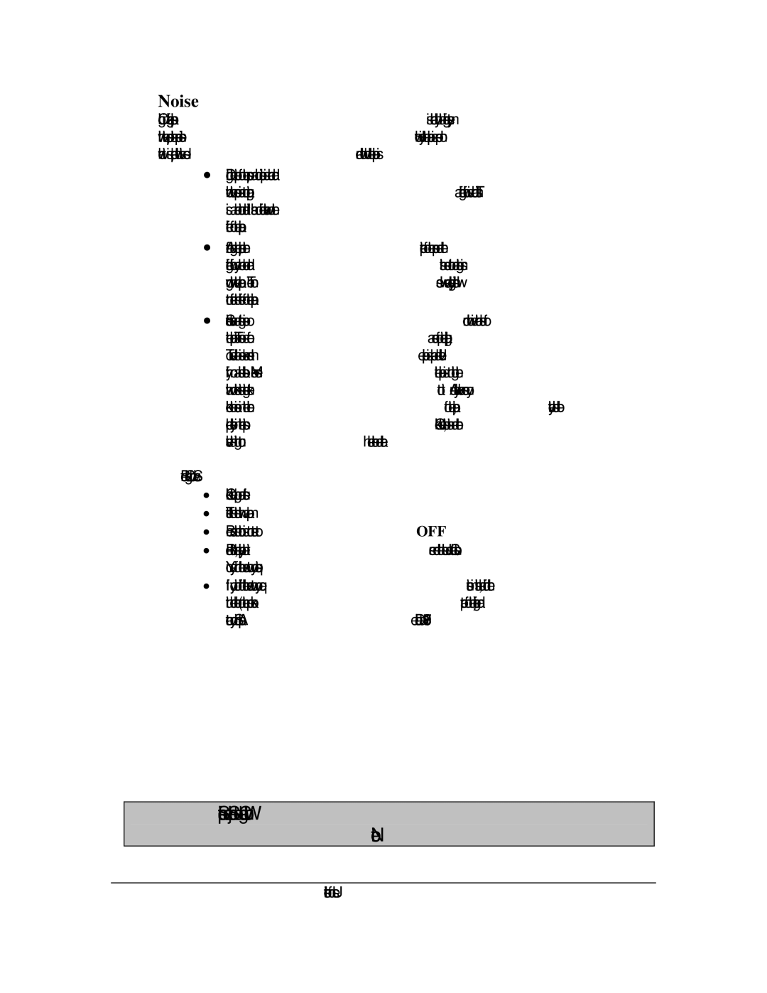 Summit FFAR-10 instruction manual Noise 