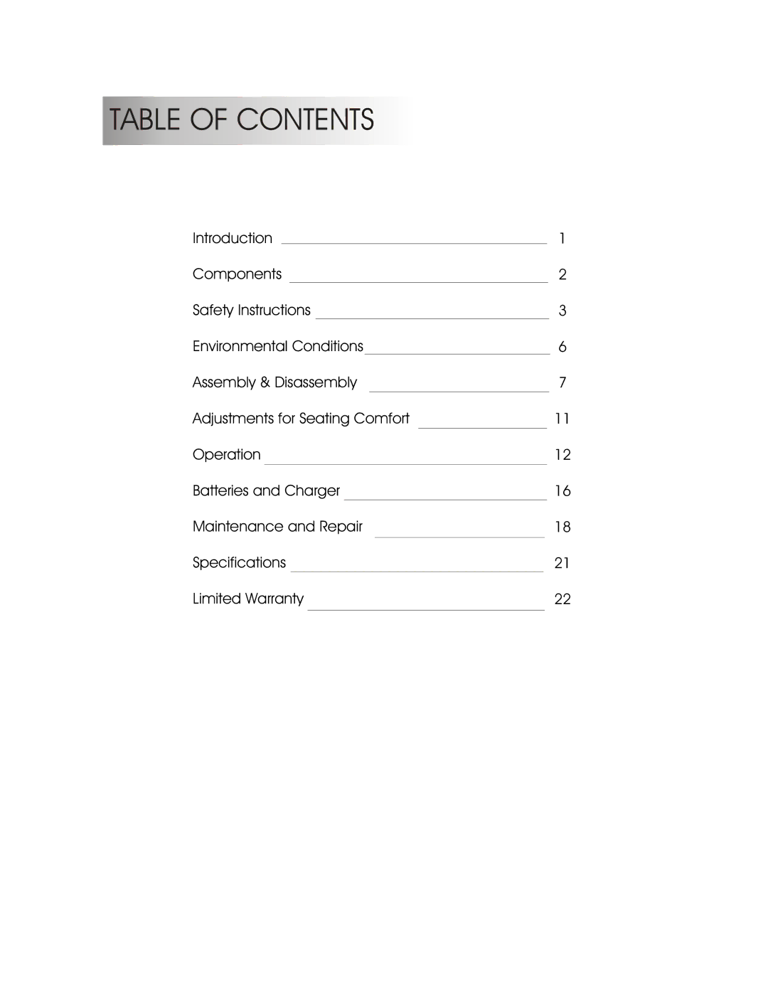 Summit HP-1S, HP-1L user manual Table of Contents 