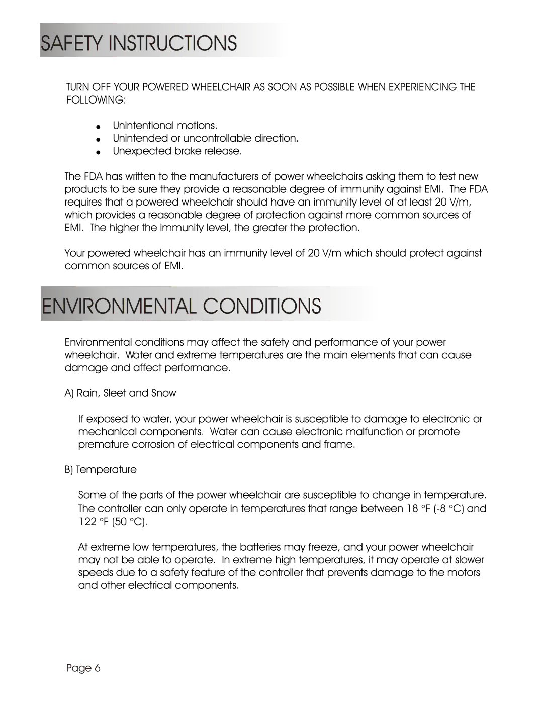 Summit HP-1S, HP-1L user manual Environmental Conditions 