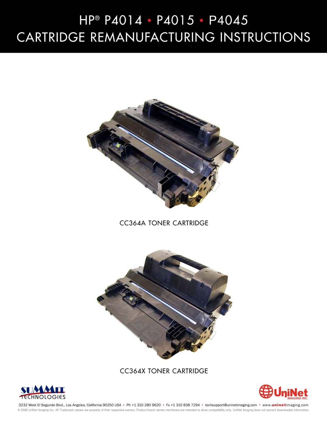 Summit P4014, P4045, P4015 manual Cartridge Remanufacturing Instructions 