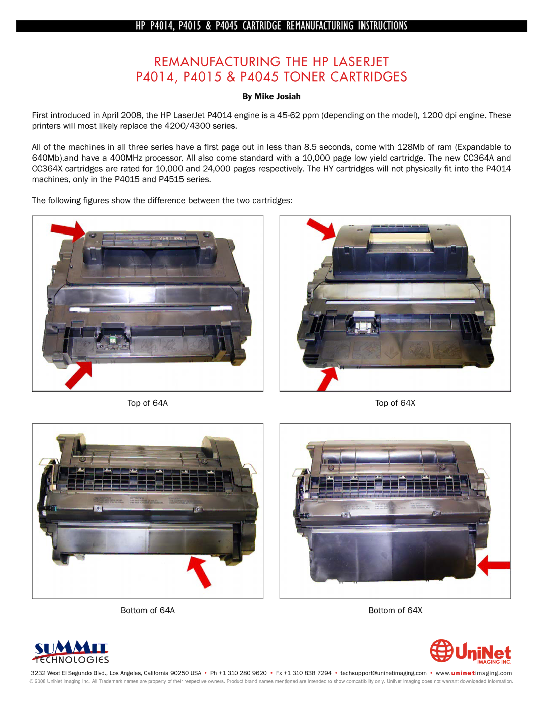 Summit P4015, P4045, P4014 manual Remanufacturing the HP Laserjet 