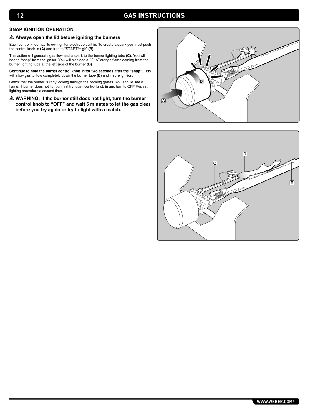 Summit S-460 manual Control knob to OFF and wait 5 minutes to let the gas clear 