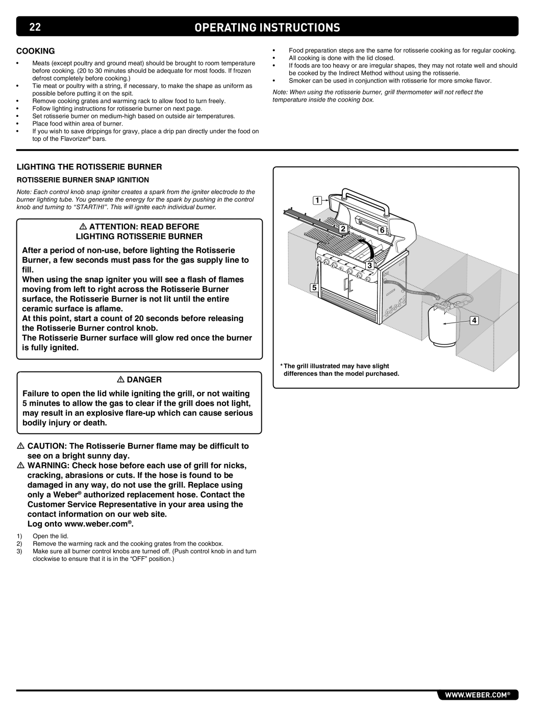 Summit S-460 manual Cooking, Lighting the Rotisserie Burner 