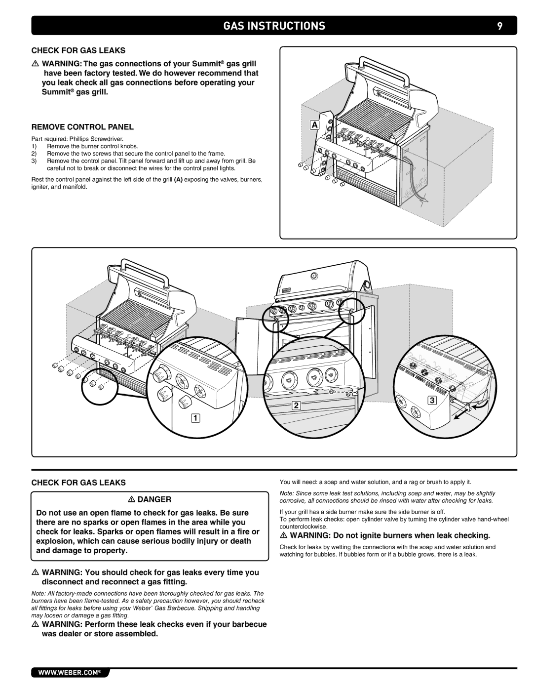 Summit S-460 manual Gas Instructions 