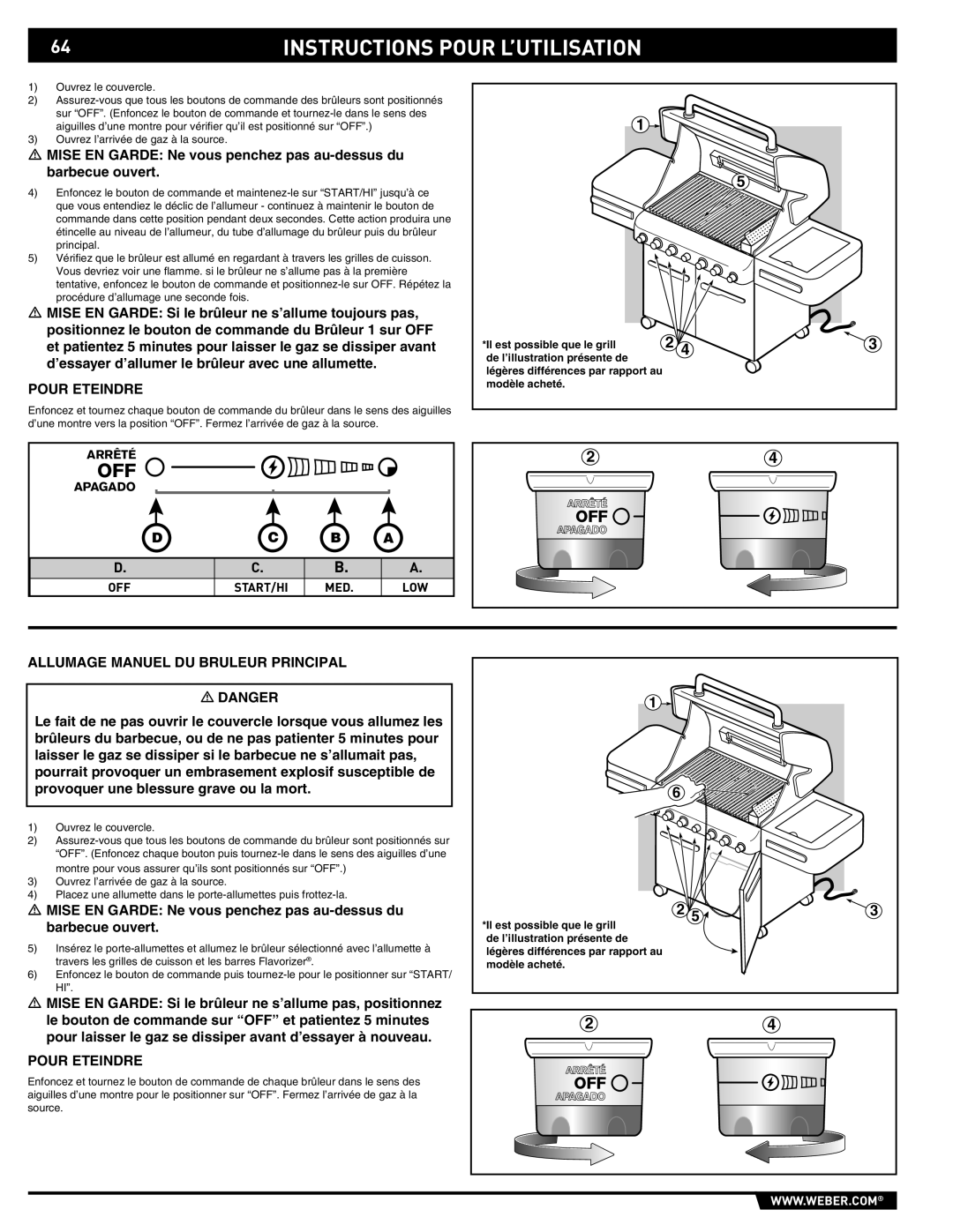 Summit S-470 manual Pour Eteindre, Allumage Manuel DU Bruleur Principal 