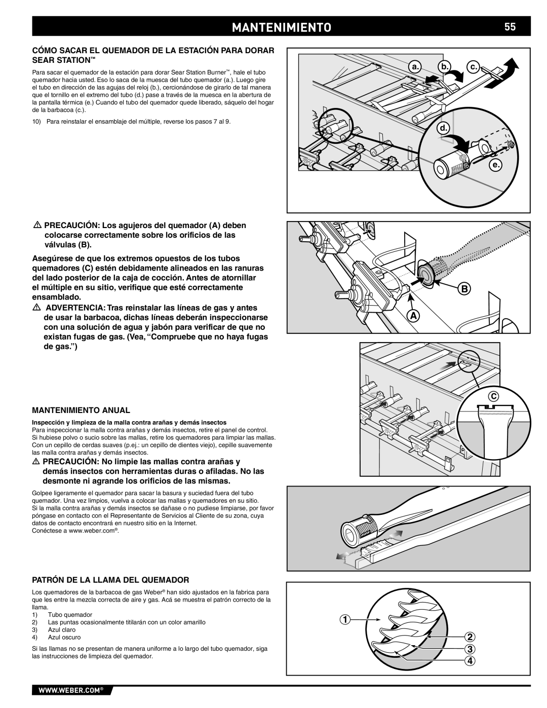 Summit S-670 manual MANTENIMIENTO55, Mantenimiento Anual, Patrón DE LA Llama DEL Quemador 