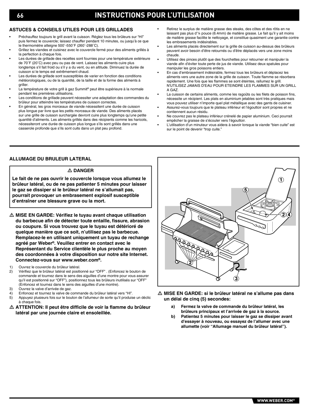 Summit S-670 manual Astuces & Conseils Utiles Pour LES Grillades, Allumage DU Bruleur Lateral 